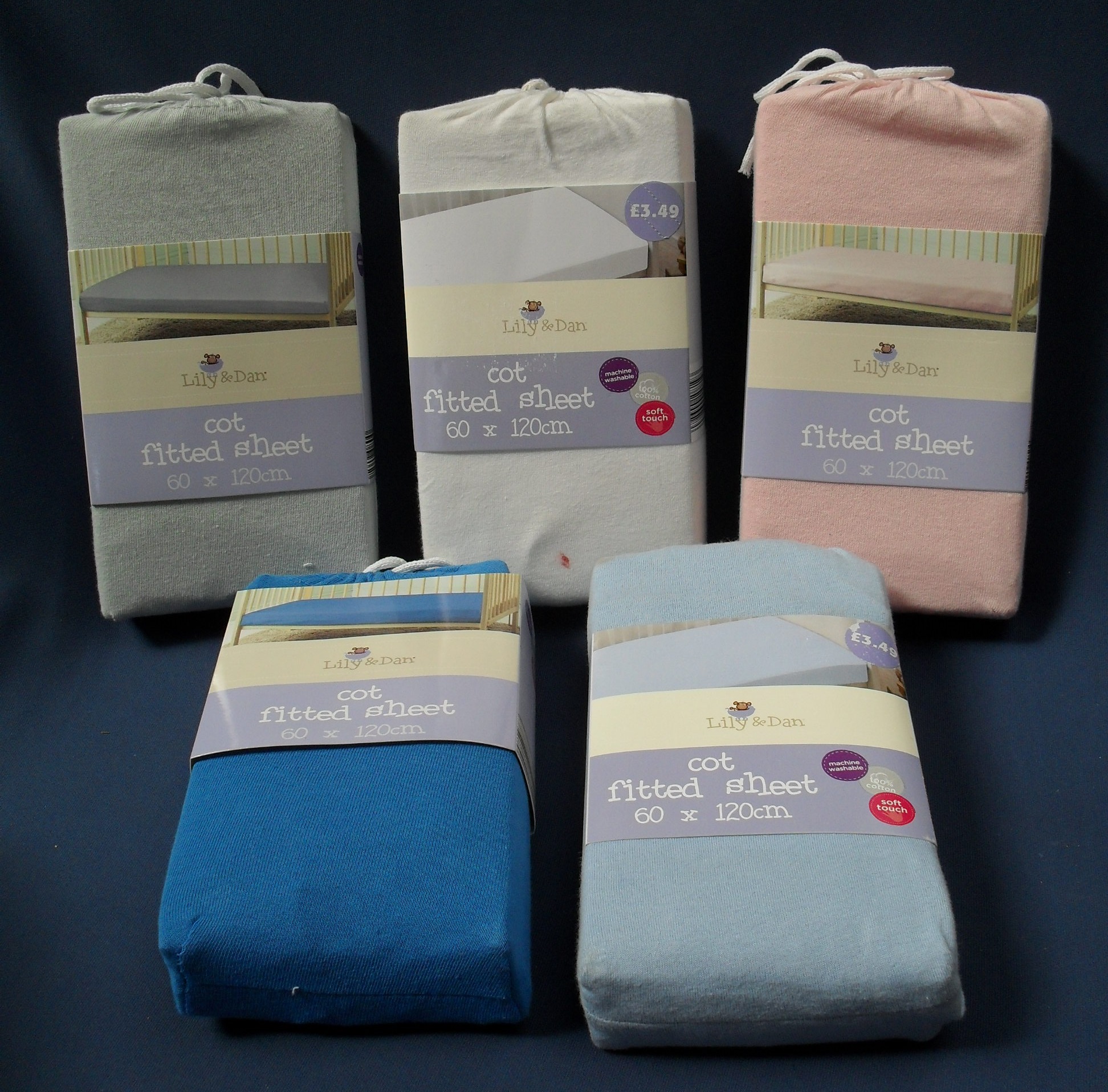 Cot Fitted Sheets X Cm Various Colours