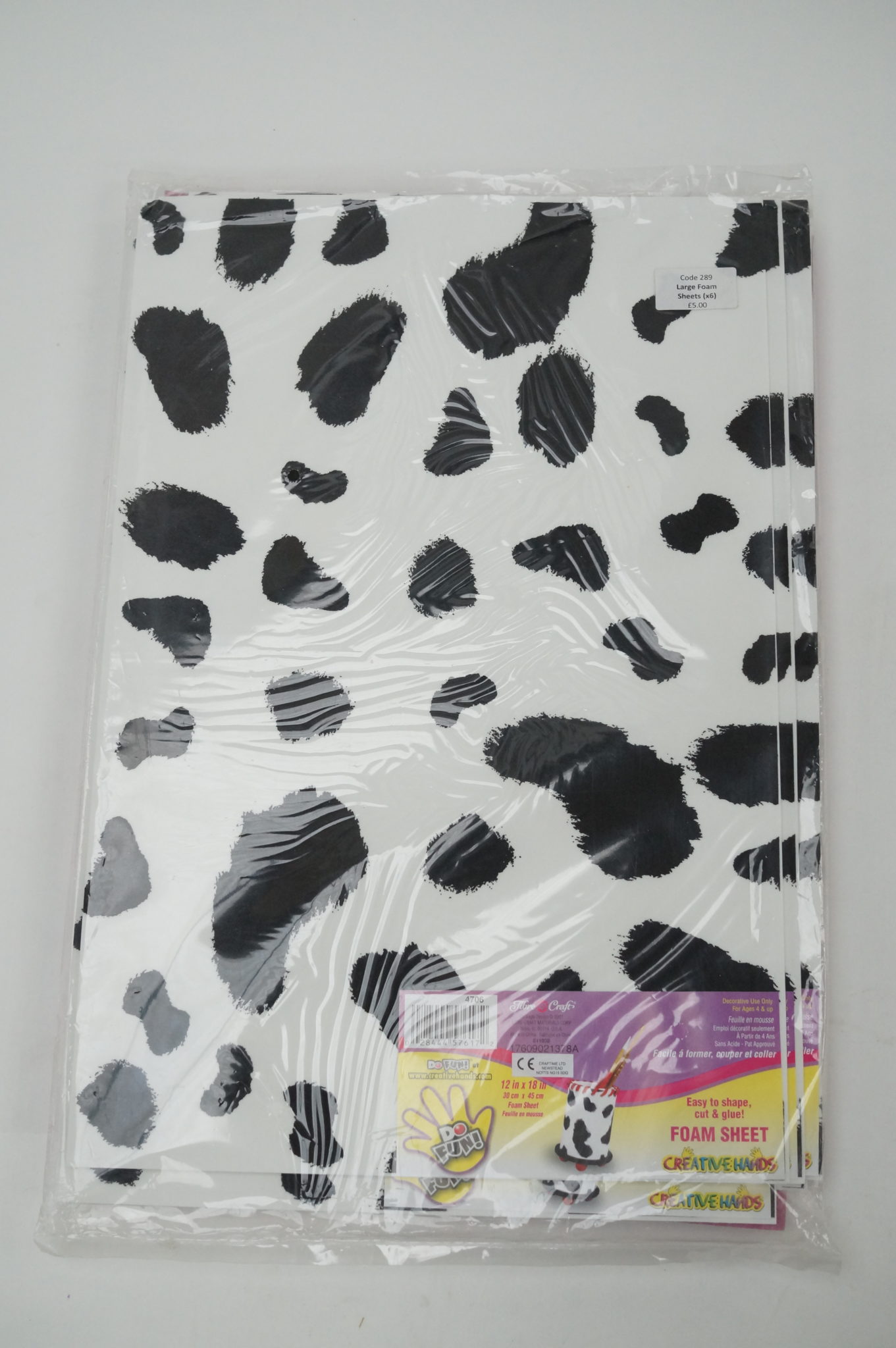 A3 Sized Foam Sheet - Cow Print - Scrapstore Shop